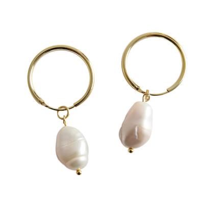 China NEW TRENDY Geometric 925 Sterling Silver Genuine Pearl Drop for Women Handmade Freshwater Natural Pearl Pendant Dangle Earrings Jewelry for sale