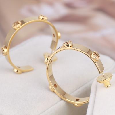 China Wholesale Price Large Circle CZ Romantic High Quality Luxury Temperament 18kGold Plated Brass Elegant Stud Earrings For Women Gift Jewelry for sale