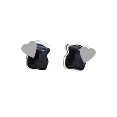 China FASHIONABLE Hot Sale S925 Sterling Silver Spanish Bear Shape Earring Stud Cute Sweet Inlaid Natural Stone Earring For Women for sale