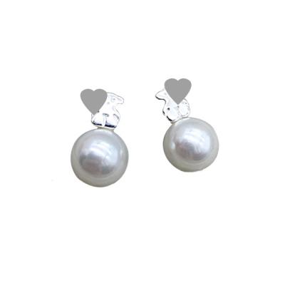 China Lady Sweet Spanish Romantic Stud Earring Hot Selling Trendy Fashion S925 Sterling Silver Touses Bear Pearl for sale