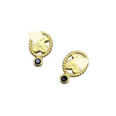 China Fashion Niche Brand Touses Bear Earrings 925 Hemp Pattern Gold Plated Silver Cavity Inlaid Diamond Earring for sale