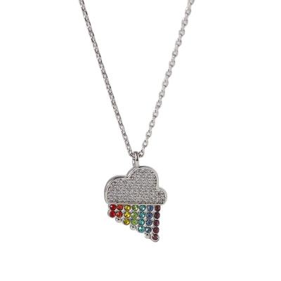 China Vintage Fashion New Kate In The Sky Necklace Rainbow Cloud Rainbow Rain Colored Mini Diamond Necklace Cute Pendant For Women for sale