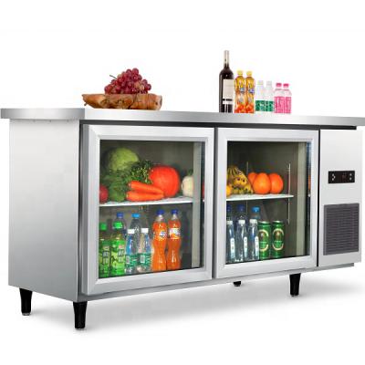 China Energy Efficiency Good Quality Milk Tea Worktable Coffee Freezer Equipment Stainless Steel Refrigerator Bar Display Counter for sale