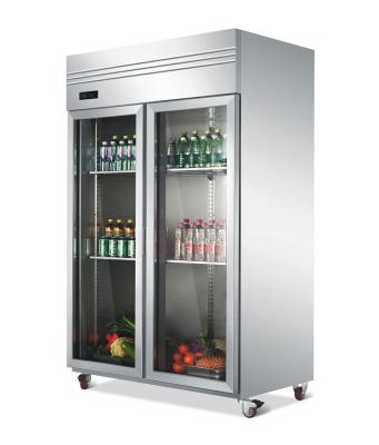 China Supermarket Double Door Commercial Freezer Upright Display Refrigerator Single-temperature 2 Years Warranty for sale