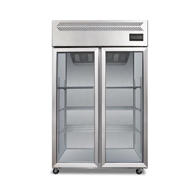 China Single-temperature Commercial Supermarket Equipment Showcase Glass 2 Door Upright Refrigerator for sale