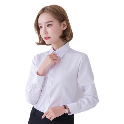 China Breathable Women's Long Sleeve Shirt Processing Custom Workwear Embroidered Shirt Business White Dress Shirt for sale