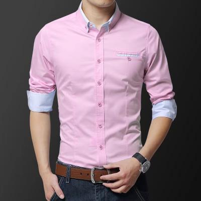 China 2021 New Business Korean Plaid Breathable Leisure Slim Fit Non Ironing Slim Men's Long Sleeved Shirt for sale