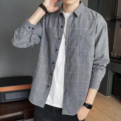 China 2021 New Autumn Trend Men's Long Sleeve Plaid Casual Spring Lapel Breathable Shirt for sale