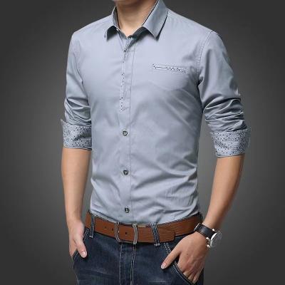 China Korean Slim Sleeve Shirt 2021 Autumn New Floral Men's Breathable Shirt Big Long Business Casual Dress Shirt for sale