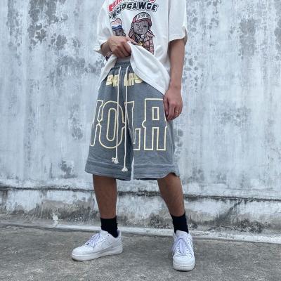 China Anti-wrinkle Joggers Shorts Homme Pantalones Cortos Casual Hip Hop 7 Inseam Puff Print Custom 100% Cotton Mens Athletic Unisex Shorts for sale