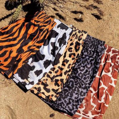 China Anti-wrinkle Camo Cheetah Sublimation Printed Custom Mens Athletic All Over Print Custom Designer 5 Inseam Heavyweight Gym Running Mesh Short for sale