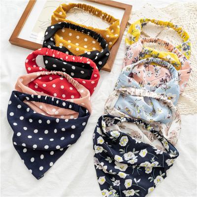 China 2021 fashionable in Europe and the broken flower triangle scarf dots wholesale women's hair band headcloth hair elastic elastic strings for sale