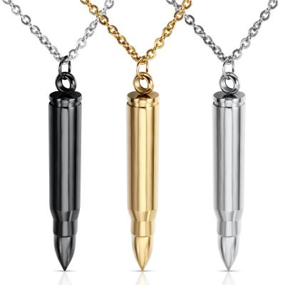 China Mens 316L Stainless Steel Bullet Mens Jewelry Wholesale CLASSIC Titanium Steel Necklace Custom Laser Logo for sale