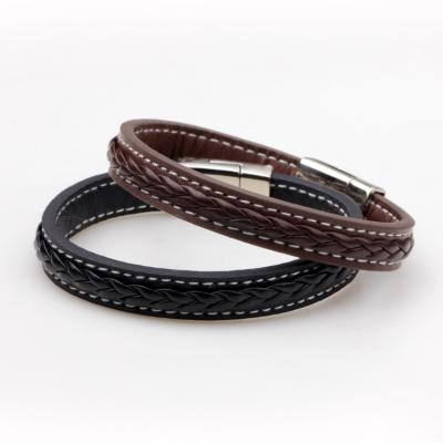 China Wholesale Luxury Woven Mens Jewelry Magnet Buckle Bracelet Magnetic Leather Bracelet CLASSIC for sale