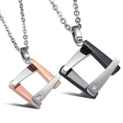 China Fashionable Square Good Jewelry CLASSIC Shape Personalized Crystal Pendant Necklace Popular Couple Jewelry for sale