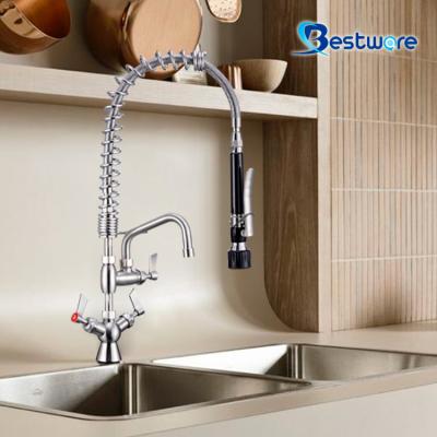 China Rinse Basin Water Commercial Stainless Kichen Thermostatic Hot Cold Mixer Taps Pre Steel Faucet for sale