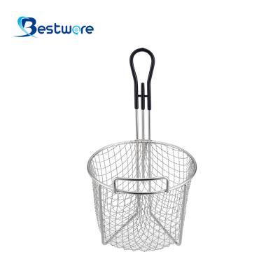 China Custom Round Metal Mesh Industrial Stainless Steel Pasta Fryer Basket Sustainable for sale