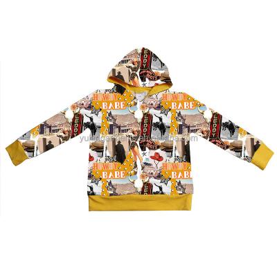 China Breathable Western Style Allo Babe Print Autumn Cowboys Clothing Girls Hoodie Pullover Kids Boys Hooded Tops Children Sweatshirts for sale