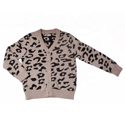 China Newest Breathable Girls Clothes Autumn Winter Leopard Print Cardigan Sweaters For Girls Long Sleeves Knitting Sweater Kids Warm Clothing for sale