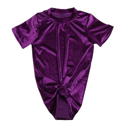 China Anti-wrinkle new arrival kids velvet T-shirt dress toddler autumn purple boutique clothes babies short sleeve T-shirt dress for sale