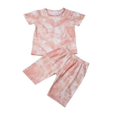 China Mum and Me Boutique Casuals Pastel Tie Dye Summer Apparel Biker Sets Kids Girls Shirts Shorts Suit Outfits for sale