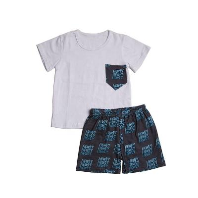 China New style QUICK DRY kids sports ALLO pattern cotton summer T-shirt with shorts kids clothing set for sale