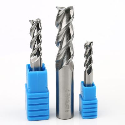 China High Feed CNC End Mill HRC45 3 Flute Flat Milling Cutter For Aluminum for sale