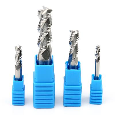 China Solid Carbide 3 Flute Roughing End Mill HRC45 Wave Fine Tooth For CNC Auliminum for sale