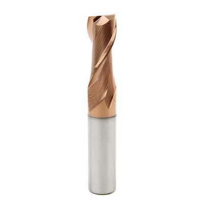 China HRC55 Carbide Flat End Mill Copper Coated 2mm Square Milling Cutter for sale