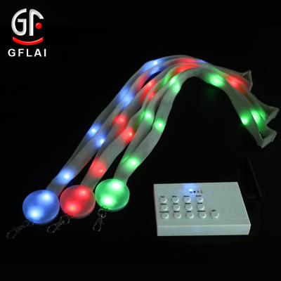 China Party Events New 2020 GFLAI Wholesale Concert Nylon Light Up Collar For ID Badge Custom LOGO RGB LED Lanyard Remote Control For Event for sale