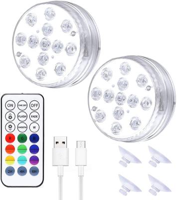 China Waterproof Remote Control Rechargeable Magnetic Submersible Led Lights Waterproof Led Bathtub Lights For Pool Fountain Aquarium Vase for sale