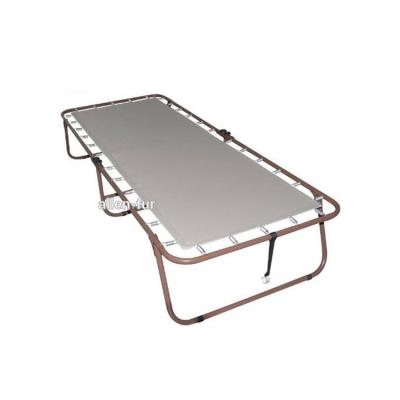 China Collapsible Metal Guest Bed Foldable Rollaway Frame Without Mattress Camp Folding Steel Bed for sale