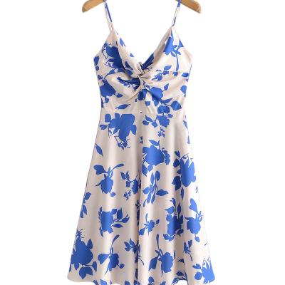 China Summer Viable Women's Clothing New Platycodon Style Classic Temperament French Grandiflorum Dress Slimming Printed Sexy Halter Skirt for sale