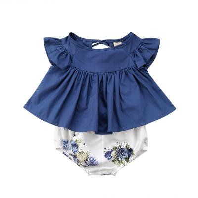 China Free Shipping Washable Clothes Infant Outfits Tops Floral Toddler Babies Kids Summer Dress And Flower Harem Shorts Pants Casual for sale