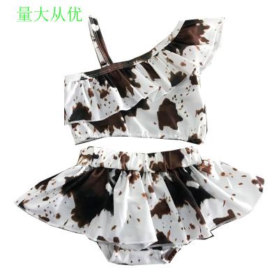 China Other foreign trade children's clothing girl children's swimwear suit manufacturers spot new wholesale summer cow wrinkle for sale