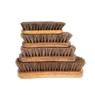 China Remove Dust Factory Wholesale Custom Logo Premium Wooden Horse Hair Leather Shoe Shine Brush for sale