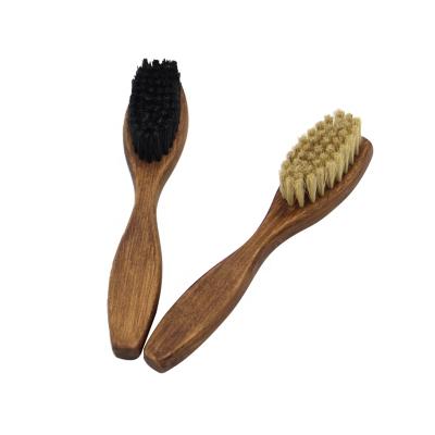 China Remove Dust Factory Wholesale Custom Logo Long Handle Pig Hair Leather Shoe Polish Wooden Brush for sale