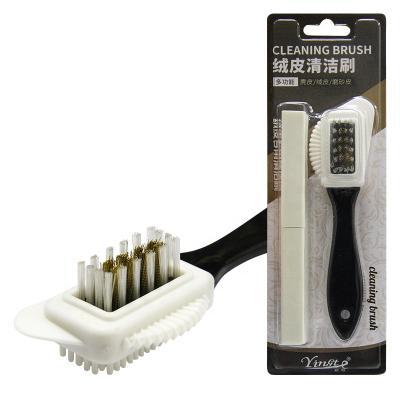 China Remove Dust Factory Price Three Multifunctional Plastic Suede Shoe Cleaning Brush With Rubber Eraser for sale