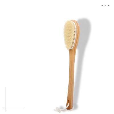 China Factory Wholesale Custom Long Handle Bristle Wooden Logo Long Handle Bath Brush Dry Skin Body Exfoliating Brush for sale