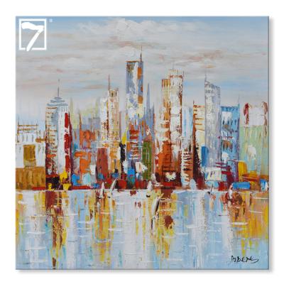 China Modern Handmade Oil Painting Landscape City Scape in Palette Knife Artwork for Wall Decor for sale