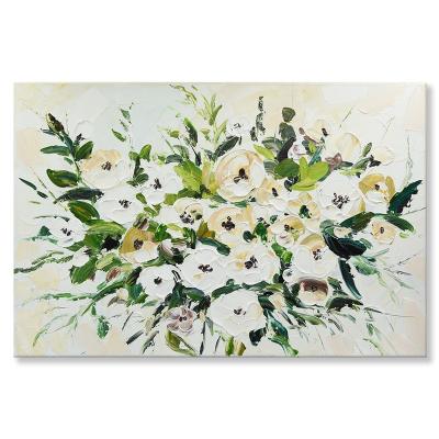 China Modern Palette Knife Floral Texture Painting Heavy Flowers Flowers Framed Canvas Art for sale