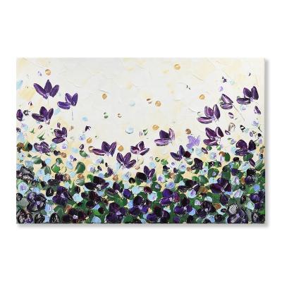 China Hand Painted Abstract Palette Knife Flower Painting Wall Art Ready To Hang Free Shipping for sale