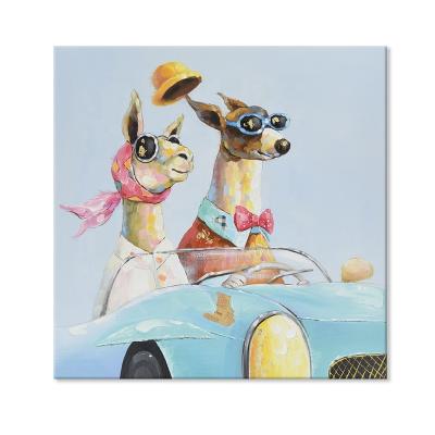 China Modern Hot Sale Funny Animal Dog Painting Cute Alpaca Canvas Art For Kid Room for sale