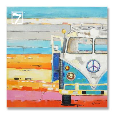 China Modern Handmade Custom Combi Van Acrylic Painting Bright Color Oil Painting For Kids Room for sale