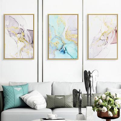 China Seven Modern Wall Arts Prints With Hand Embellishment Modern Abstract Painting Canvas Marbling Art With Gold Foil for sale