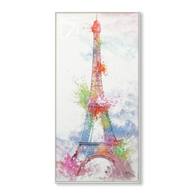 China Modern Watercolor Eiffel Tower Digital Print With Hand Touch For Living Room for sale