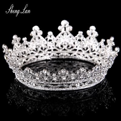 China Handmade Tiara Rhinestone Crown Shenglan Bridal Silver and Gold Hair Jewelry Crown Tiaras and Crown Wedding Accessory for sale