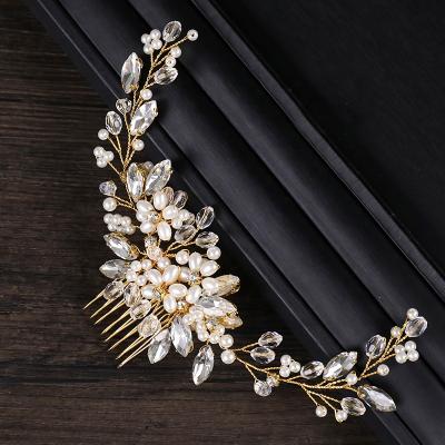 China Shenglan Fashion Charming Women's Wedding Decorations Bridal Hair Comb Crystal Hair Comb Flower Pearl Hair Accessories for sale