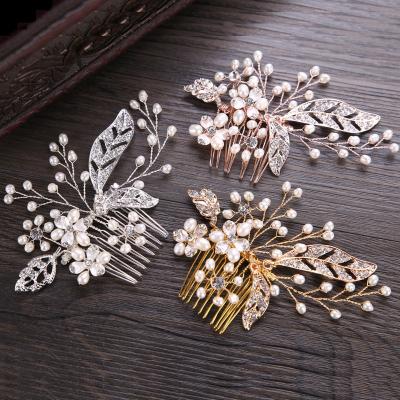 China Bridal Wedding Decorations Shenglan Fashionable Gold Wedding Hair Comb Wedding Rhinestone Hair Accessory Hair Piece For Bride Bridesmaid for sale