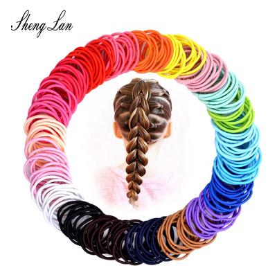 China Shenglan Solid Color Elastic Hair Band Baby Soft Cute Elastic Hair Band Rubber Hair Ties Girls for sale